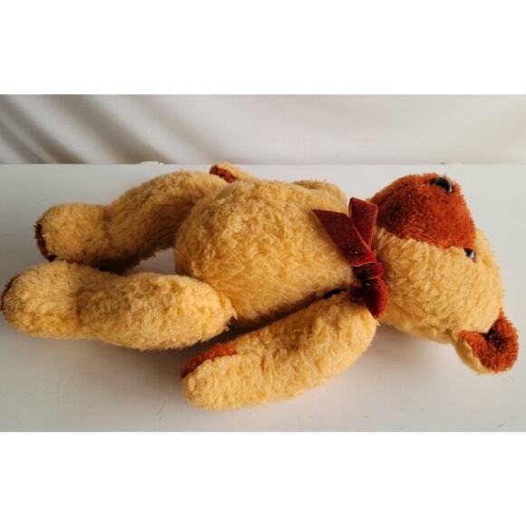 Vtg. Teddy Bear Jointed Head & Limbs Tan w/Rust Color Paws, Feet, Nose - Picture 8 of 9